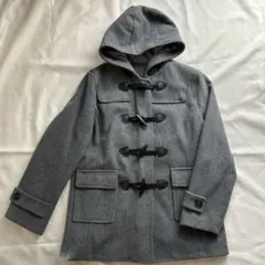 グレー ダッフルコート フード付き