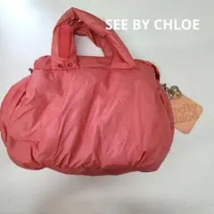 See By Chloe　ボリューム ナイロンハンドバッグ ピンク　チャーム月のサムネイル