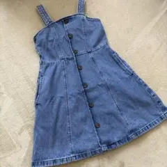デニム ジャンバースカート 調整ボタン付き