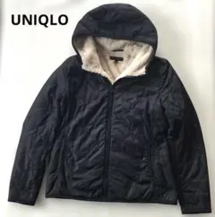 ★UNIQLO★裏ボア中綿キルティングジャケット　フード付き　黒　Lサイズ