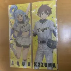 このすば✖️タイガース　ステッカー　缶バッジ　カズマ、アクア、ダクネス、めぐみん