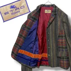 ETRO エトロ ウール テーラードジャケット 総柄 裏地切替 イタリア製 良品のサムネイル