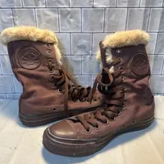 【コンバースオールスター】ブラウンファー付きハイカットスニーカー