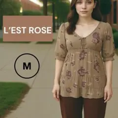 【美品】L’EST ROSE レストローズ 花柄長袖チュニック キャミソール付きのサムネイル