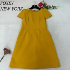 K301 フォクシー L 42 ワンピース 黄色 イエロー ひざ丈 レディース