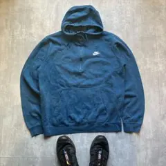 Nike ネイビー ジップアップパーカー　スウェット　ハーフジップ　ナイキ　古着