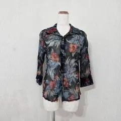 グレイマジック　シースルーブラウス　総柄　花柄　ブラック系　透け感【2】