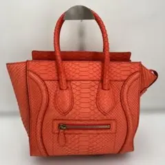 CELINE セリーヌ ラゲージ オレンジ ハンドバッグ パイソンレザー