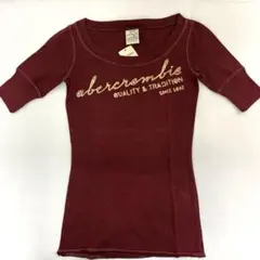 ヴィンテージ　新品abercrombie Tシャツ ボルドー Sサイズ
