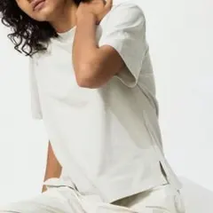 ユニクロ AIRismコットンTシャツ ライトグレー Mサイズ