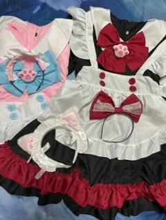 【ゆにゃん様専用】メイド服2着セット 猫耳付き コスプレ衣装