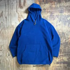 90s フリースプルオーバーパーカー ブルー USA製 ドロスト VINTAGE