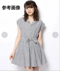 美品　PAGEBOY ギンガムチェック　ワンピース　ネイビー　フリーサイズ