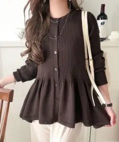 【試着のみ】クラシカルエルフ　リブフリルペプラムカーデトップス