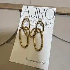 AJIRO ゴールド リングデザイン ピアス