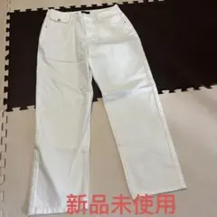 女性用ホワイト ストレートレッグパンツ L
