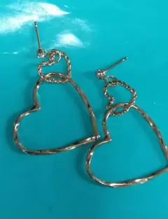 未使用・自宅保管) メッキ ゴールド色 ハート ピアス