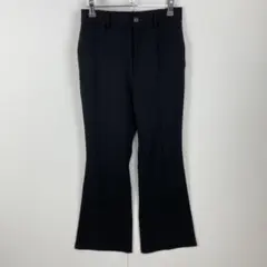 美品 GU ジーユー カットソーカラーフレアスラックス ズボン ストレッチ 黒