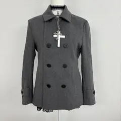 ピーコート グレー ウール 厚手 平成ギャルy2k グランジ ナポレオン ファー