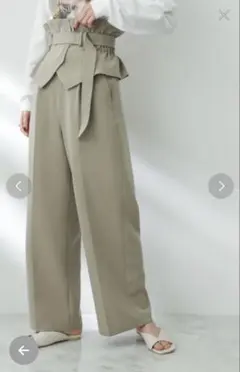 ワイドパンツ グレー コルセットつき