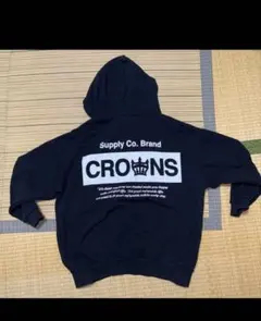 CROWNS フード付きパーカー 黒