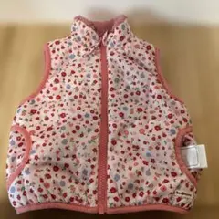 ミキハウス　リバーシブル　花柄ベビーベスト ピンク系