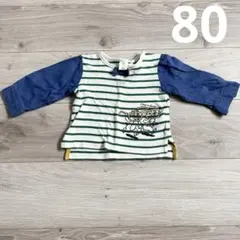 ディズニー　チップとデール ストライプ×デニム風　長袖Tシャツ 80cm