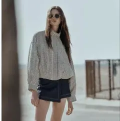 ZARA　チェック柄ボンバージャケット　Sサイズ