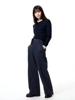 UNIQLO ブラッシュドジャージーワイドパンツ ダークグレー　Lサイズ　新品