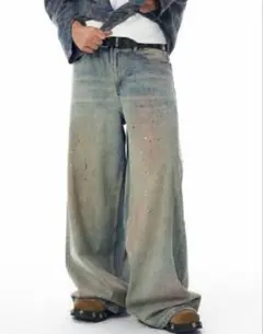 メネス 岡山デニム バギーリジットデニム MENES Okayama Selvedge Baggy Denim Slacks - Indigo