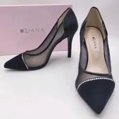 未使用.箱付✨️ DIANA チュールパンプス 黒 23cm ビジュー