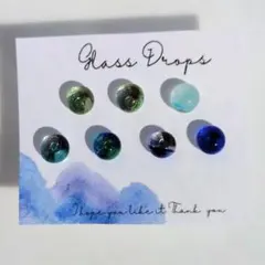 琉球ガラス ドロップス サージカルステンレス ピアス グリーン ブルー 海空