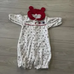 【年末最終SALE】クマ耳付きフリースロンパース 50-70cm