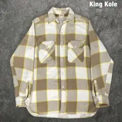 50s kingkole ピン黒 カスリ プリントネル 開襟シャツ ロカビリー