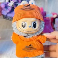 ラブブ labubu 服 オレンジ ニット ぬい服 17cm