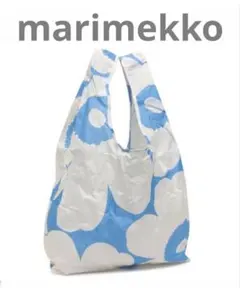 marimekko マリメッコ　エコバッグ ウニッコ　unikko ブルー　白のサムネイル