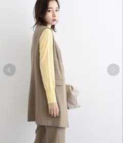 INDIVI ストレッチ ジレジャケット　ベスト ジレ ブラウン系 サイズ38のサムネイル