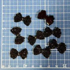 リボン 黒 ブラック デコレーションパーツ ジュエリー 8個セット