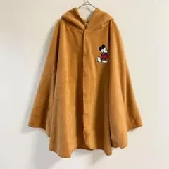 【東京ディズニーリゾート】ポンチョ　厚手　ブラウン　ミッキー　フード　体型カバー