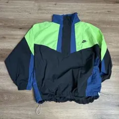 ナイキ NIKE ナイロンジャケット ブラック/ネオンイエロー　ハーフジップ
