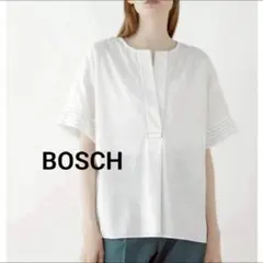 【美品 定価1.6万】ボッシュ/ブラウス シャツ コットン混 半袖 ホワイト白のサムネイル