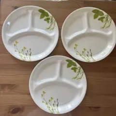 【美品】CORELLE リーフ柄3つ仕切り皿 3枚セットのサムネイル