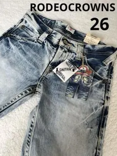 ★新品★RODEOCROWNS ロデオクラウンズ　ケミカルストレートデニム　26