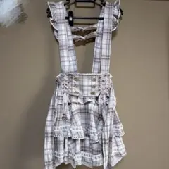 LIZLISA はしごリボンチェックティアードスカパン ピンク