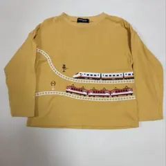 klädskåp 長袖カットソー 電車柄 イエロー 110cm
