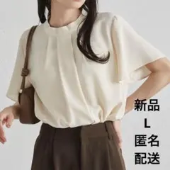 人気 新品 ラナン RANAN タックデザインフリルブラウス オフホワイト Lのサムネイル