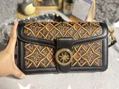 ショルダーバッグ 黒と茶色のキルティング2way