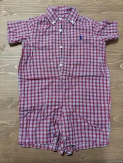 Ralph Lauren 赤 チェック ロンパース 90