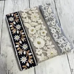 246.インド刺繍リボン 50cm3本アソート