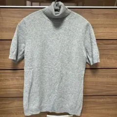 UNIQLO ユニクロ カシミヤ 100% 半袖ニット タートルネック グレーM